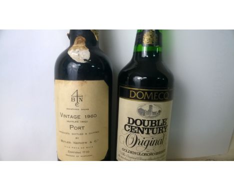 1x bottle Butler,Nephew & Co Vintage Port 1960 and 1 x bottle Domecq Oloroso Sherry.