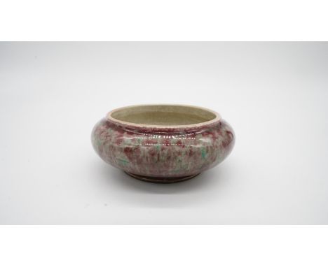 A Chinese Kangxi style Flambe glaze bowl with blue circle mark to base. H.4 W.10 D.10 