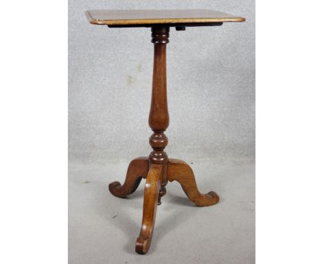 A 19th century mahogany tilt top lamp table on tripod cabriole pedestal base. H.73 W.46 D.44cm 