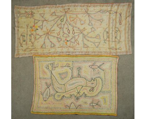 Two hand stitched tapestry throws. L.197 W.87cm 