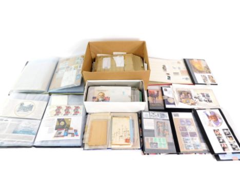 Philately. GB first day covers, some coin covers, QV-EII used stamps, and envelopes, including Rhodesia and Niassa Land, some