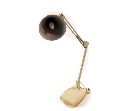 An anglepoise type cream table lamp, with a white shade, 74cm high.