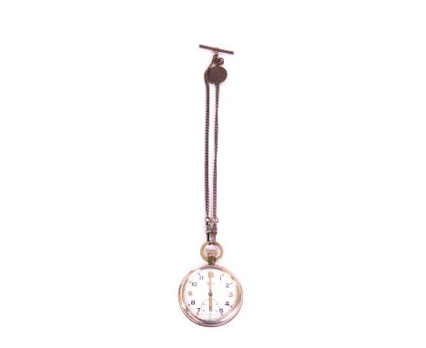 A Buren Grand Prix military pocket watch, open face, keyless wind, enamel dial bearing Arabic numerals, subsidiary seconds di