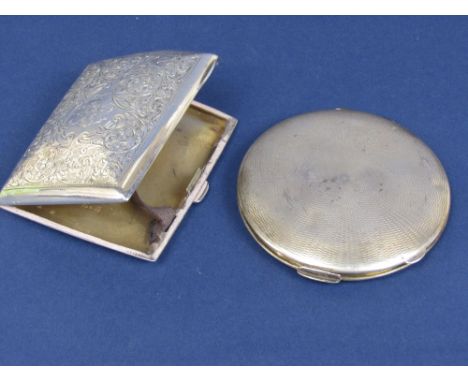 Edwardian silver cigarette case engraved with scrolled acanthus, maker WH, Birmingham 1903, 9cm long; together with a further