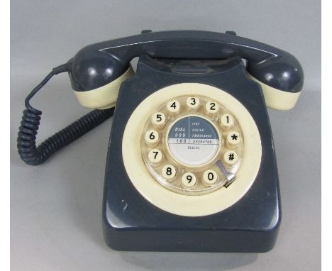 Vintage GPO telephone receiver, in blue with ivorine fittings