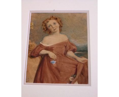 A 19th century British school - watercolour portrait of a child holding a flower, with initials W H K and with family details