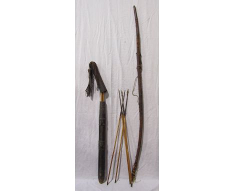 Tribal interest - antique tribal bow and arrow, both in cases