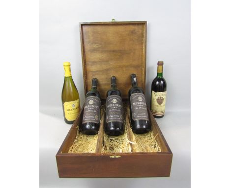 Four bottles of Meerlust Vintage Oesjaar Rubicon 12.5% vol, 1989/93/94 and one bottle of Chardonnay 1996, 13.5% vol together 