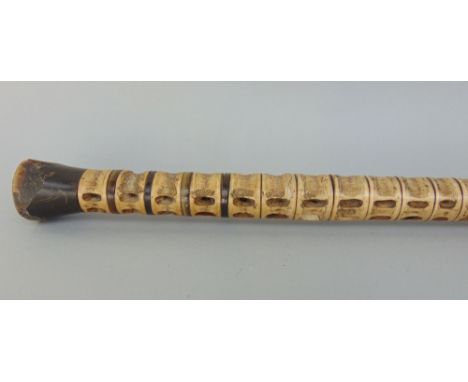 Interesting antique novelty walking stick made from a shark's vertebrae with primitive horn knop