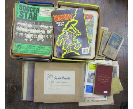 Two boxes containing a quantity of vintage children's comics dating from the 1970's/80's, quantity of Soccer Star magazines d