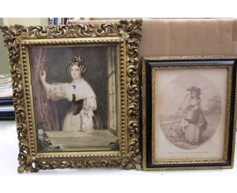 Attributed to John Thomas Barber Beaumont (British 1774-1841) - Three quarter length portrait of a lady standing in an interi