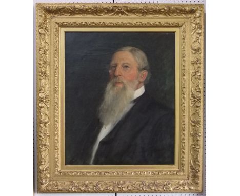 19th century British school - Bust length portrait of an elderly bearded man, oil on canvas, unsigned, 60 x 50cm in moulded g