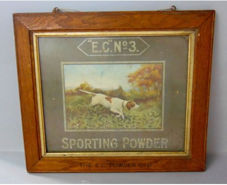 The E.C. Powder Co Ltd advertising sign depicting a hunting hound with further inscription 'E. C. No 3, Sporting Powder', the