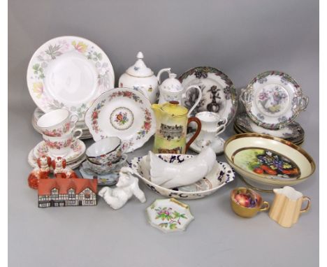 A collection of ceramics including Victorian Summer Flowers pattern dessert wares, a Lladro model of a dove, a continental wh