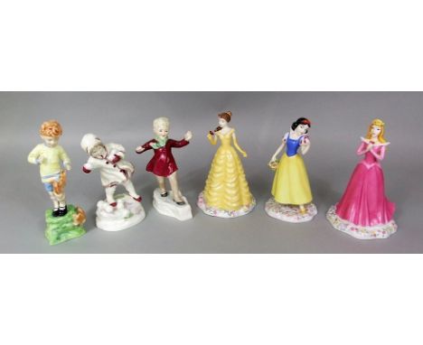Three Royal Worcester figures modelled by F G Doughty - January 3452, October - 3417 and December - 3458, together with three