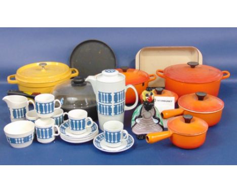 A small quantity of Le Creuset cookware to include Dutch ovens, saucepans, etc, together with a further vintage tea set and a