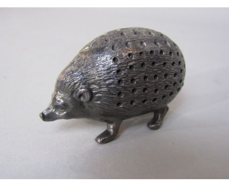 Interesting cast metal hedgehog cocktail stick holder, 7cm long 