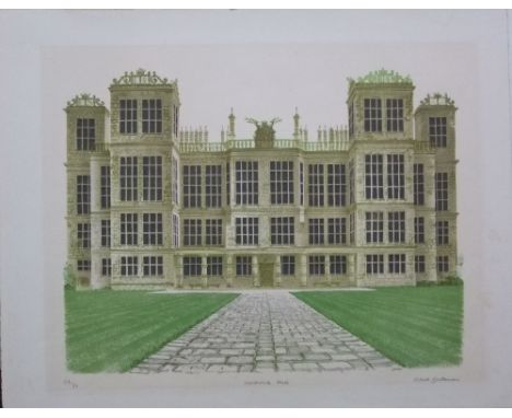 David Gentleman (British B 1930) - Hardwick Hall, coloured limited edition, lithograph, signed edition number 28/70, 52 x 65 