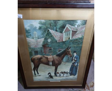 Framed and mounted Pears type print 'Love Me Love My Dogs' 