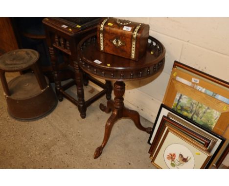 A mahogany tripod table with gallery top 