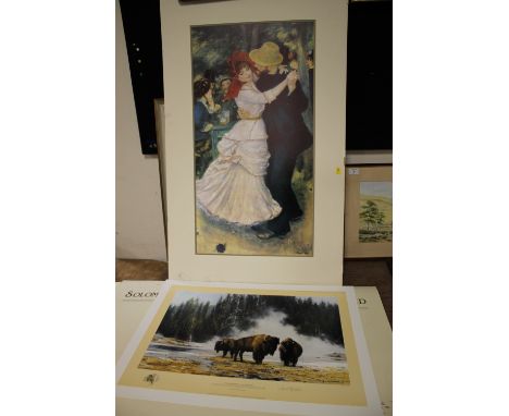 A SIGNED LIMITED EDITION DAVID SHEPHERD PRINT 'AMERICAN BISON' 215 / 1500, TOGETHER WITH ANOTHER