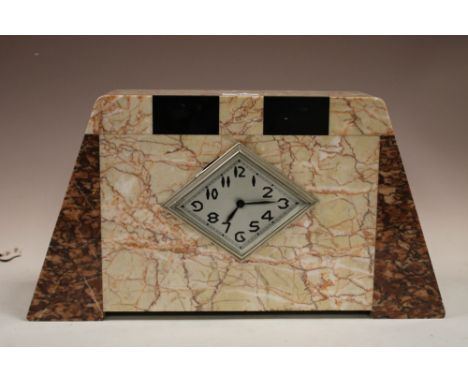 A MARBLE ART DECO MANTEL CLOCK 