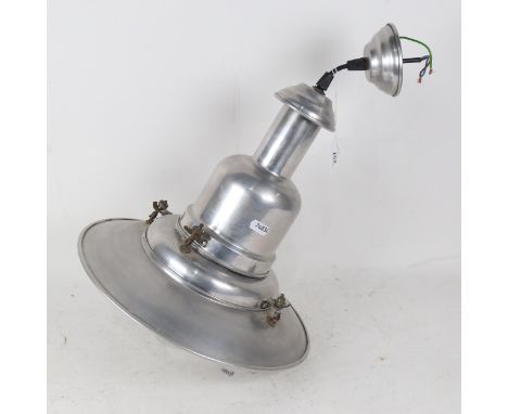 An industrial aluminium ceiling pendant light fitting, height 50cm 