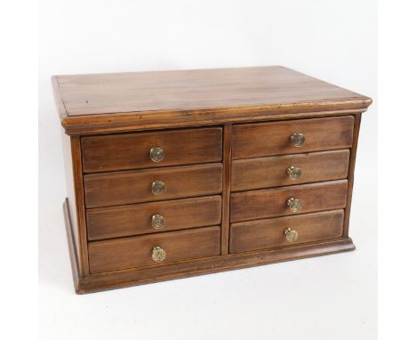 A Vintage mahogany Orto boot and shoe laces table-top bank of drawers, W43cm, H25cm, D32cm 