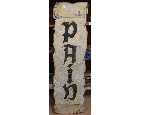 A large Vintage hand painted Pain sign, 148cm x 43cm 