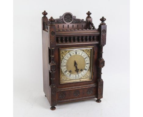 A mahogany 8-day mantel clock, case height 45cm 