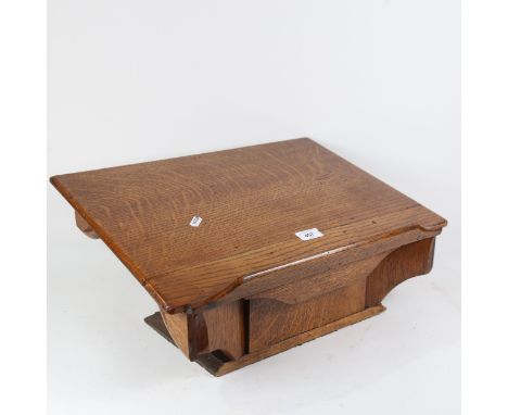 A Vintage oak clerk's writing slope, 50cm across 