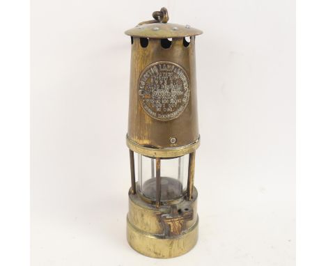 A brass miner's lamp, by Protector Lamp & Lighting Co Ltd, height 26cm 