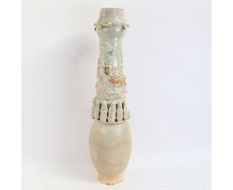 Antique Chinese glazed ceramic storage urn, late Song to Yuan Dynasty (circa 13th century), with Qingbai glaze, height 67cmUr