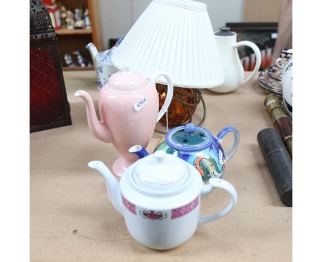 A Murano glass bubble lamp and shade, height 27cm overall, coffee pots, and tea pots 
