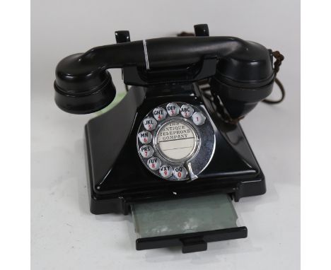 Vintage black Bakelite dial telephone 