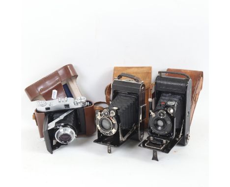 3 leather-cased Vintage cameras, including Kodak, Contessa Nettel & Balda (3) 
