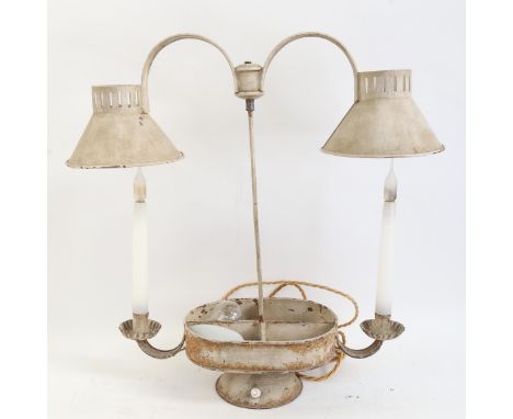 A Vintage painted Toleware boulotte lamp, height 54cm 