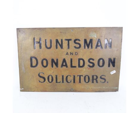 Vintage brass solicitor's sign, 47cm across 
