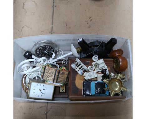 Carriage clock, alarm clock, ornaments etc 