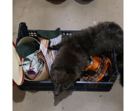 Various Vintage scarves,  handbags, neck ties etc (boxful) 