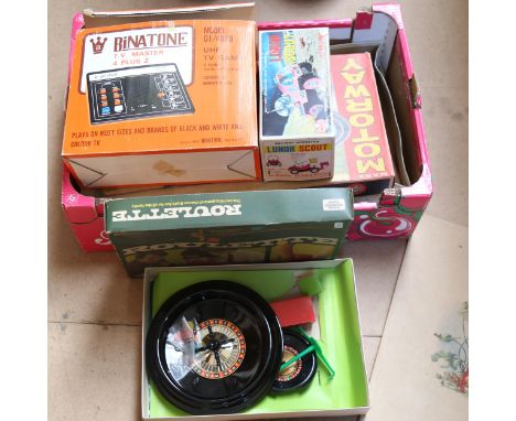 Vintage games, including Marx Motorway, Marx Luna Scout, Roulette etc (boxful) 
