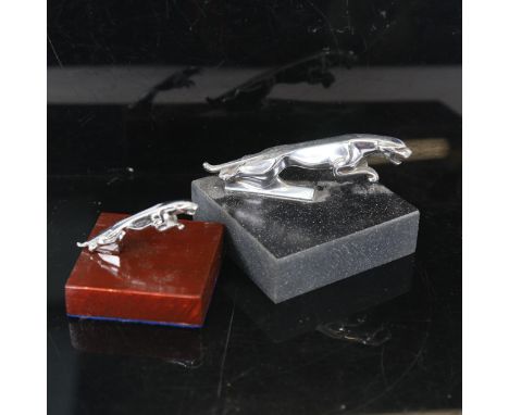 2 Vintage chrome plated Jaguar car mascots, largest length 13cm (2) 