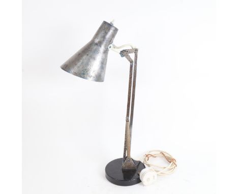 A Vintage Danish aluminium anglepoise desk lamp, indistinctly signed 