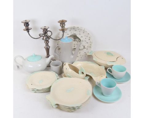 Shorter & Son ceramic fish dinnerware, Poole Pottery tea set for 2 etc 