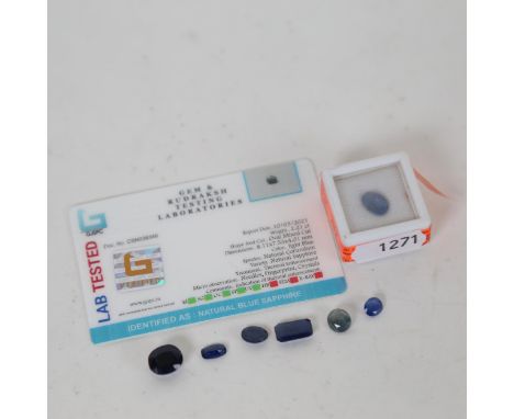7 unmounted vari-cut sapphires, including 2.21ct oval mixed-cut, 1.25ct cushion-cut etc, all with certificates (7)Lot sold as