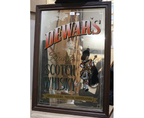 Vintage Dewar's Finest Scotch Whisky advertising mirror, framed, overall 87cm x 62cm 