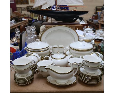 Wedgwood Chester pattern gilded tea and dinner service, including vegetable tureens, meat plate, gravy boat etcAll in fairly 
