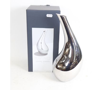 GEORG JENSEN - a modern Danish stainless steel Bloom Collection pitcher, height 30cm, boxed, RRP £190 