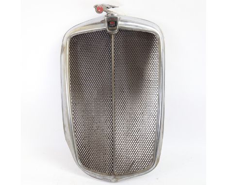 A Vintage Morris Eight chrome Classic car radiator grille, height 67cm 