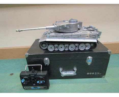 A cased Matotoys Metal Tank Series 1:16 scale radio control Tiger 1 tank fitted with sound, LED lights, firing and recoil wit